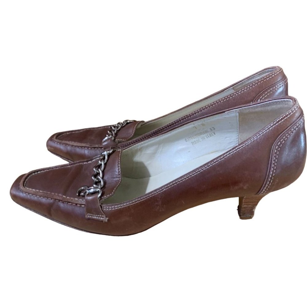 Coach Womens Size 7 B Vintage Kitten 2 in Heel Shoes Horse Bridle Brown Leather
